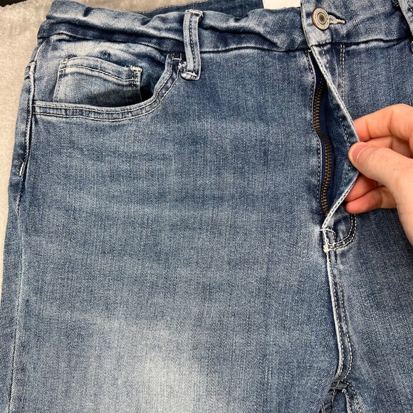 Vervet Jeans Women 32 Blue High Rise Flared Frayed Hem Medium Wash Stretch Denim - Picture 6 of 15